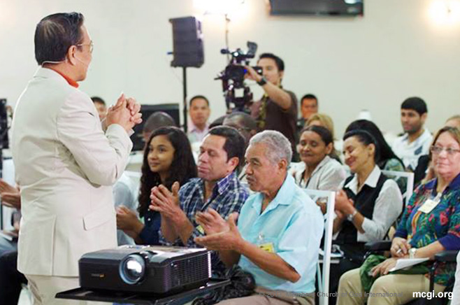 A Portuguese-speaking crowd in delight during one of Bro. Eli Soriano's Bible Expositions in South America this year.