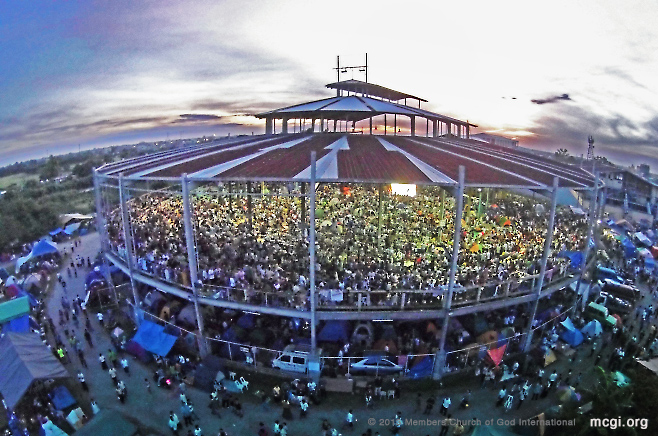 An aerial shot of the big dome at the back of the ADD Convention Center in Apalit, Pampanga, Philippines.