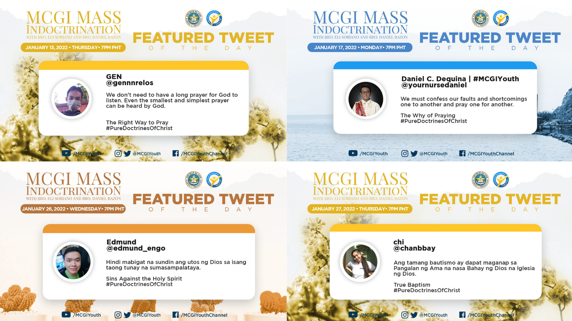 Tweets from Twitter user about MCGI Mass Indoctrination