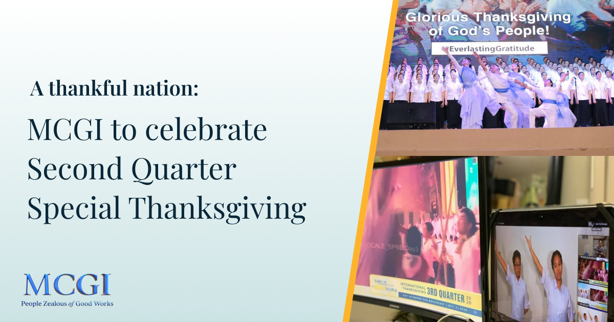 Title of the Article - A thankful nation: MCGI to celebrate Second Quarter International Thanksgiving