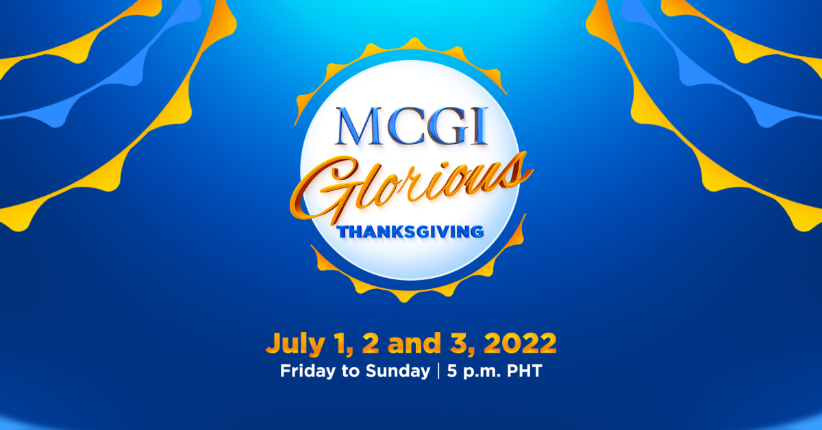 MCGI Glorious Thanksgiving logo invitation for July 1, 2 and 3, 2022